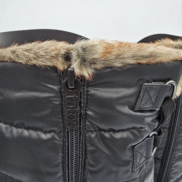 Chromatics by Totes Black Puffer Faux Fur Winter Snow Boots NWT, size 9 - Picture 8 of 13